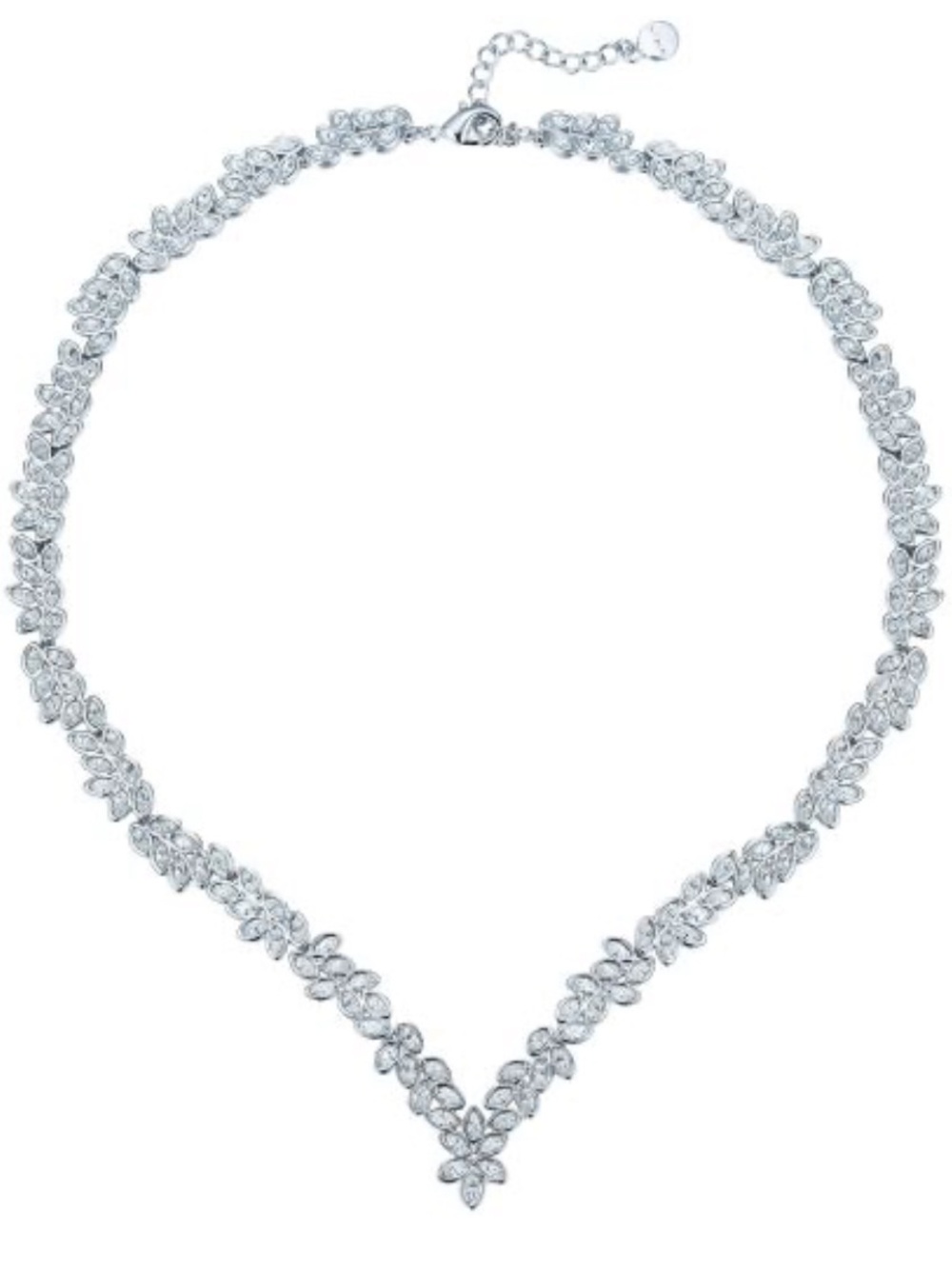 Swarovski Silver Crystal Leaf-Style Necklace